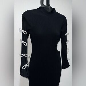 BRAND NEW BELLA BARNETT black mini Dress with Rhinestone. Size Medium never worn